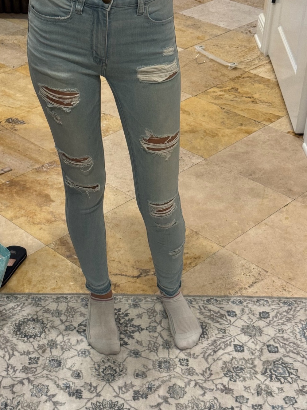 American Eagle Light Blue Ripped Super Stretch High Rise Women’s Jegging Jeans